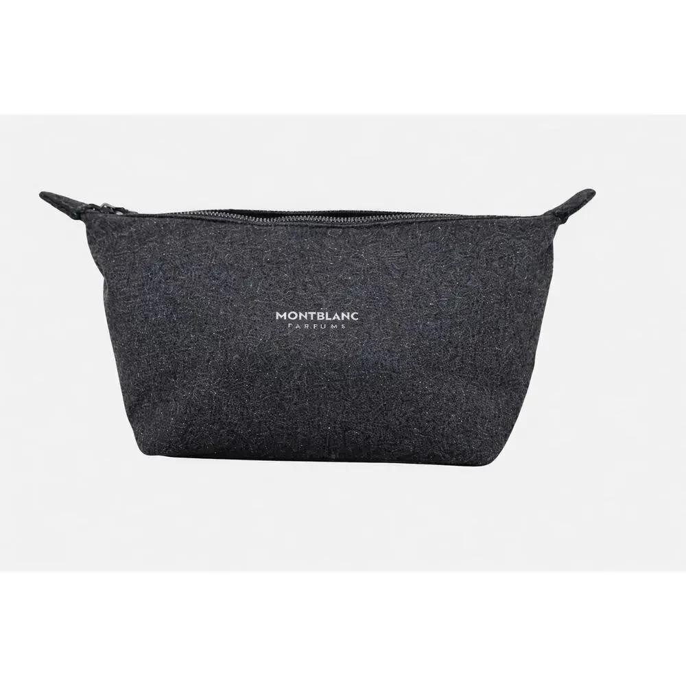 Montblanc Parfums Gray Felt Toiletry Bag Travel Dopp Kit Zippered Pouch